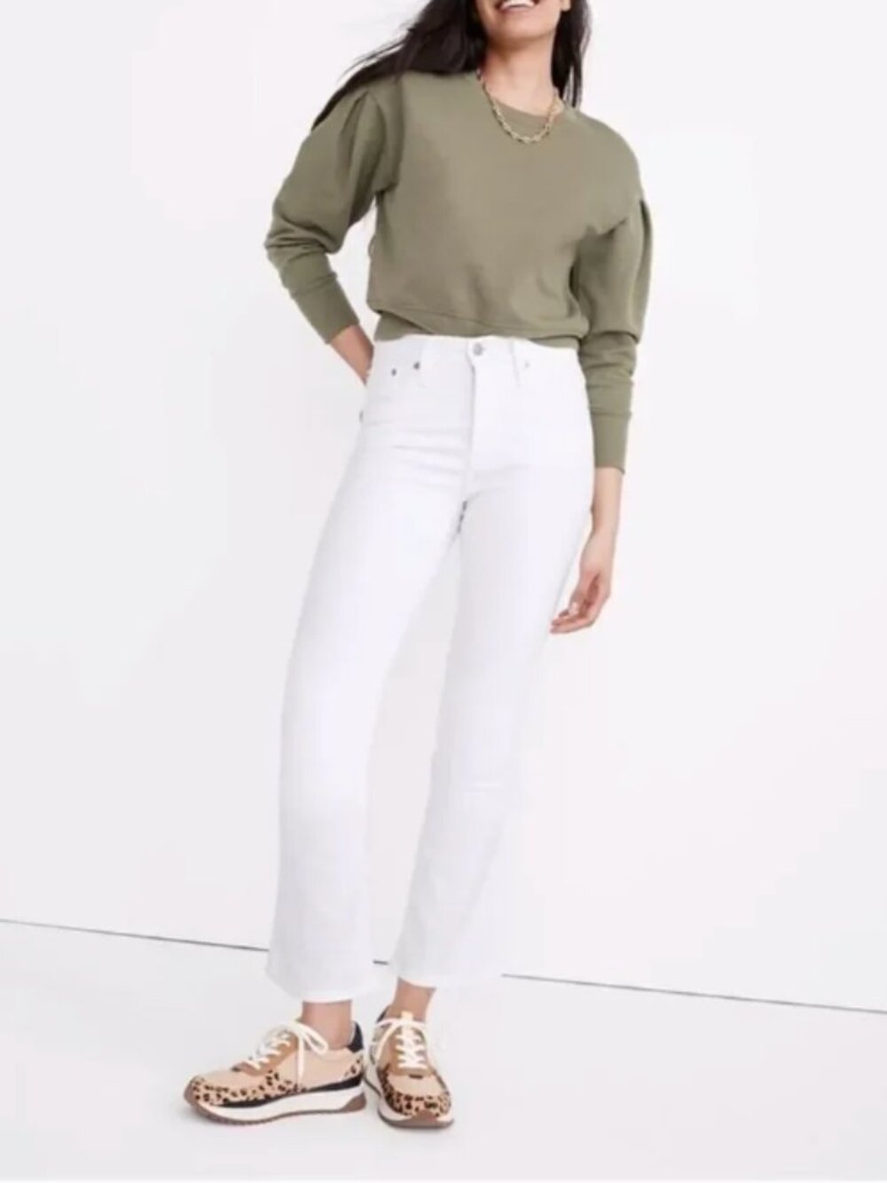 Madewell Cali Demi Boot White Jeans Size 28